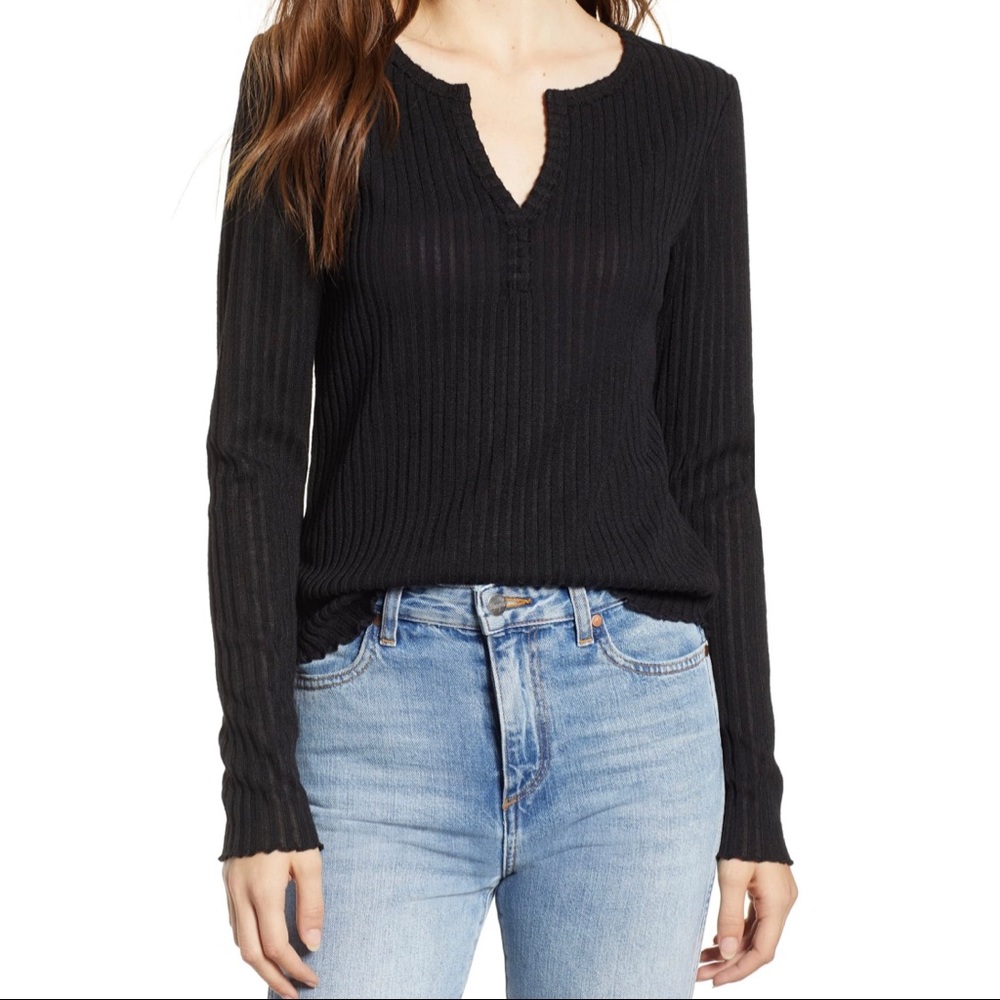 BP Black Rib Knit Henley NWOT